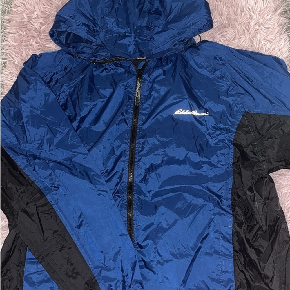 Eddie Bauer blue and black windbreaker jacket men’s Large